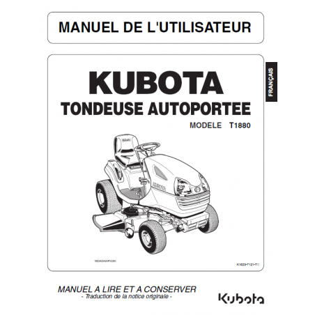 Manuel d'utilisateur tondeuse Kubota T1880 - Version digitale Manuels espaces verts