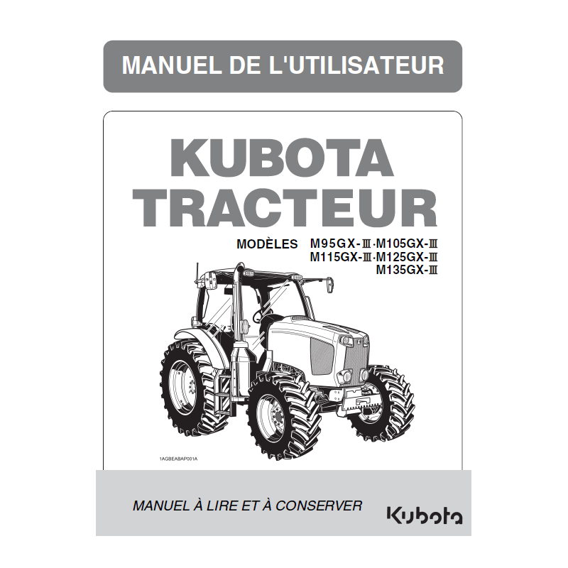 Manuel d'utilisateur tracteur Kubota MGX-III - Version digitale Manuels pour tracteurs