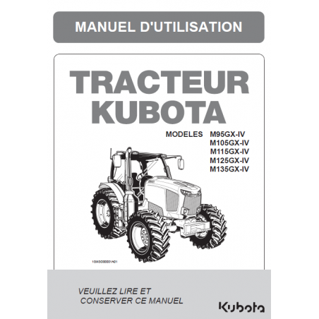 Manuel d'utilisateur tracteur Kubota MGX-IV - Version digitale Manuels pour tracteurs