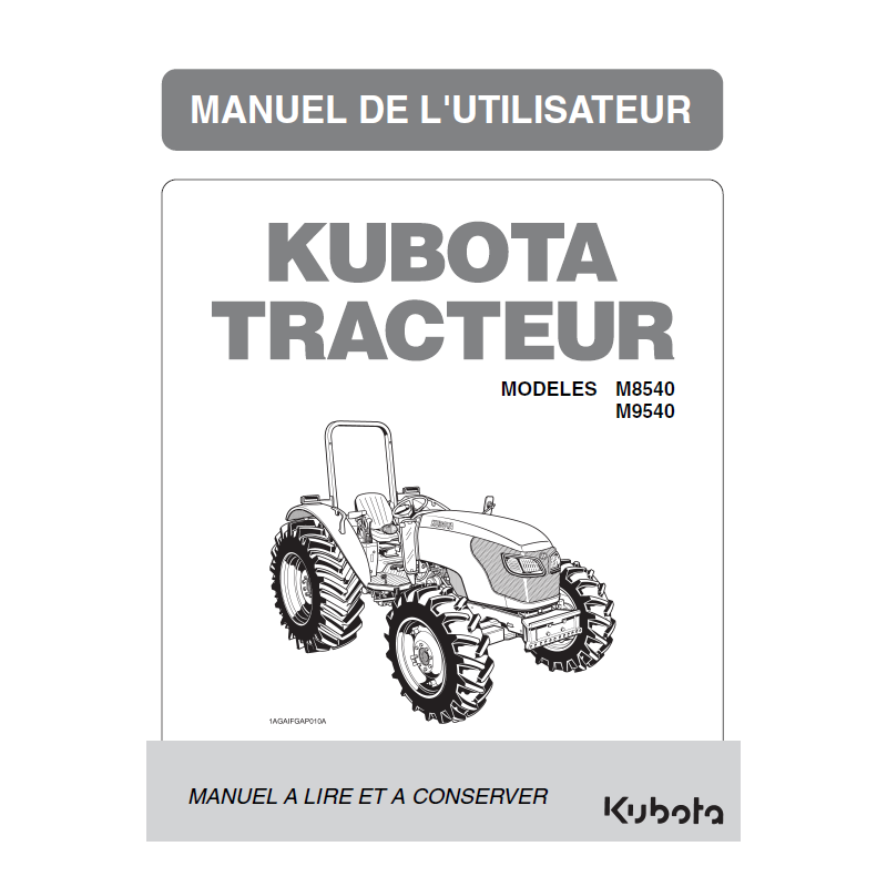 Manuel d'utilisateur tracteur Kubota M8540, M9540 DTH - Version digitale Manuels pour tracteurs
