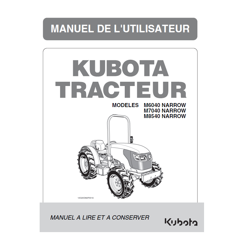 Manuel d'utilisateur tracteur Kubota M6040, M7040, M8540 DTN - Version digitale Manuels pour tracteurs