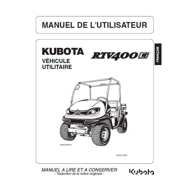 Manuel d'utilisateur Kubota RTV400Ci - Version digitale Manuels véhicules utilitaires
