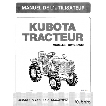 Manuel d'utilisateur Kubota B1410, B1610 - Version digitale Manuels espaces verts