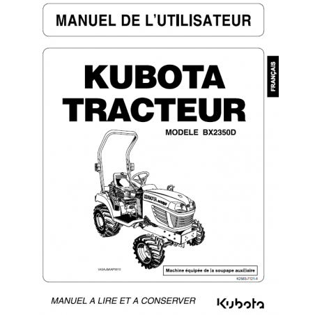 Manuel d'utilisateur tracteur Kubota BX2350D - Version digitale Manuels espaces verts