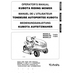 Manuel d'utilisateur tondeuse Kubota T1670 - T1870 - Version papier Manuels espaces verts